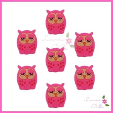 Aplique Emborrachado Coruja Rosa - pcts c/7unds