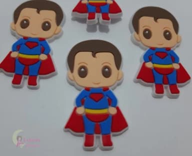 Aplique Superman de Borracha - 4,1cm - Pct C/6 Unid