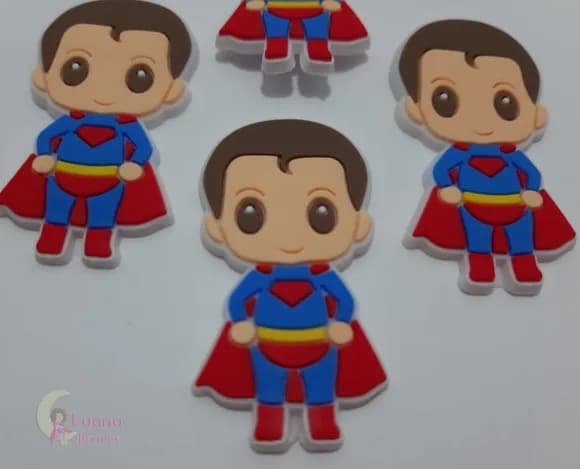 Aplique Superman de Borracha - 4,1cm - Pct C/6 Unid