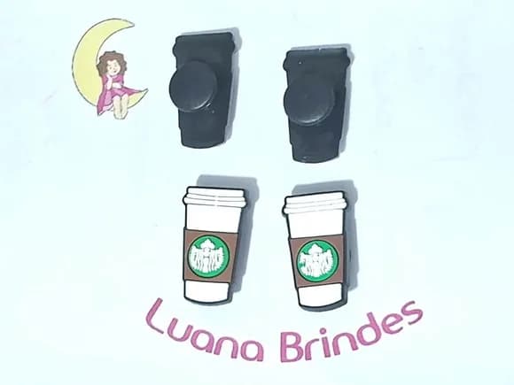 Pins de Crocs Starbucks Emborrachado Pacote com 6 Unidades