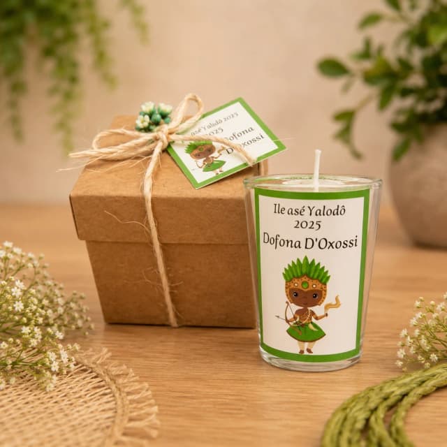 10 Unidades Vela Aromática no Copo Personalizada Orixa Oxóssi  - Odé - FAZEMOS QUALQUER TEMA
