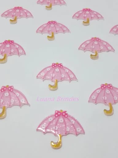 Aplique de Guarda Chuva Rosa em Acrílico - Pct com 6 Unid