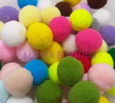 Pompom Bola de Fio Sintético Colorido - 1,8cm - pct c/100 un