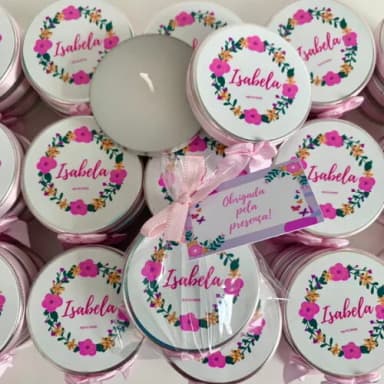 Lembrancinha Chá de Bebê Vela Floral Rosa