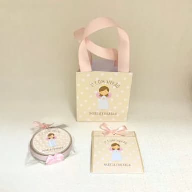 Kit Sacolinha personalizada + Sachê sementinha + vela