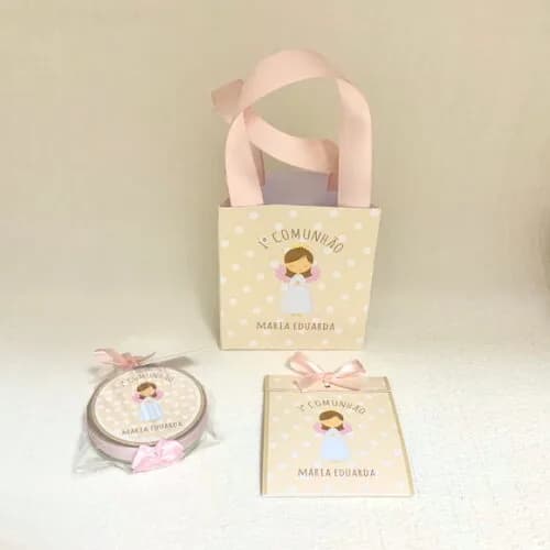 Kit Sacolinha personalizada + Sachê sementinha + vela