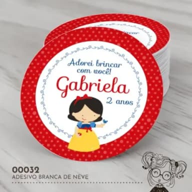 Adesivo Redondo Branca de Neve - 00032