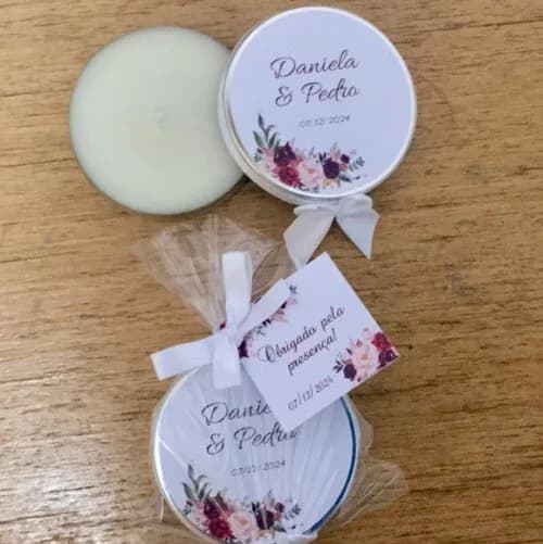 Lembrancinha Casamento Vela Aromática Floral Vinho