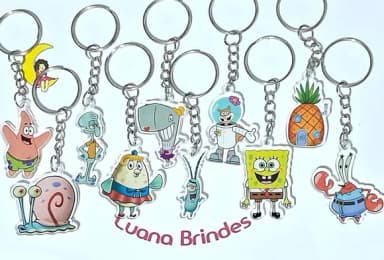 Chaveiro Bob Esponja Acrilico Impresso Pacote C/10 Unidades