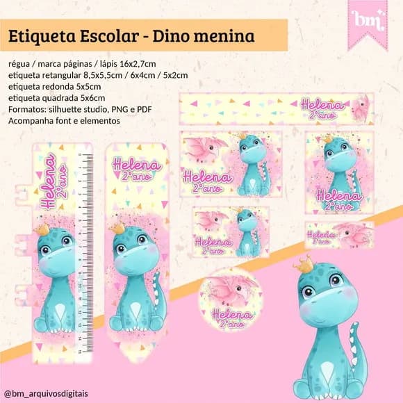 60 Etiquetas Dino Menina