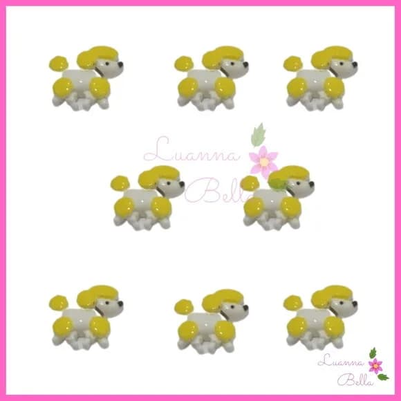 Aplique Cachorro Amarelo de Acrílico -Pct c/ 10 unids