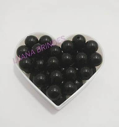 Bolinha Acrílica Preta Furo 13mm Pct 50 Unidades