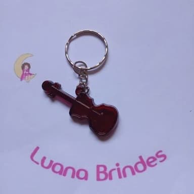 Chaveiro Guitarra Vinho de Acrilico 5cm Pct 9 Unidades
