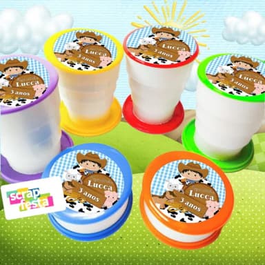 Copo Retrátil Personalizado Festa Fazendinha