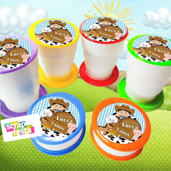 Copo Retrátil Personalizado Festa Fazendinha