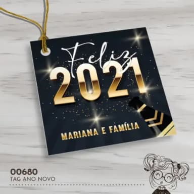 Tag Quadrada Feliz Ano Novo - 00680