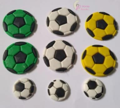 Aplique Bola de Futebol Colorida de Borracha Pct 9 Unidades