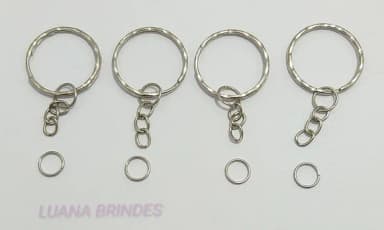 Argolas Para Chaveiros C/ Elo De Metal Prata-pct C/30 Unid