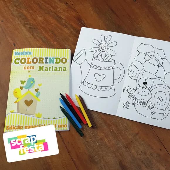 Revista Colorir + Giz de Cera Festa Jardim Encantado Menino