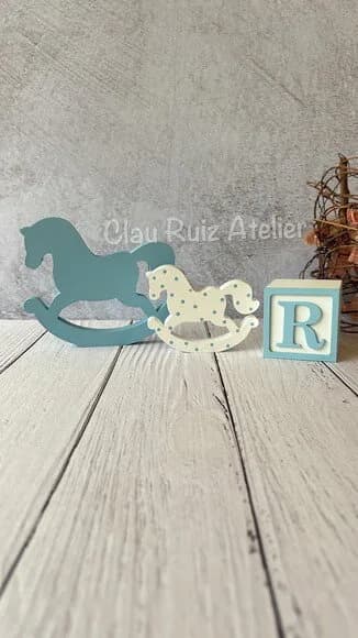 Cavalinho de Balanço + Cubos 6x6cm Ts Decoração Bebê