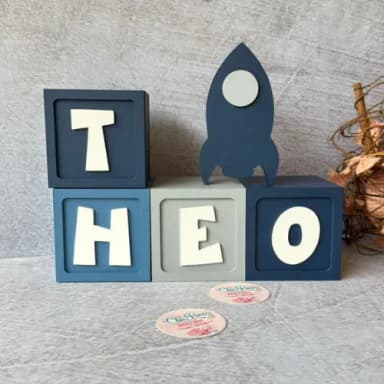 Astronauta Cubos Personalizados 8x8cm Foguete Decoração Bebê
