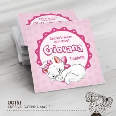 Adesivo Quadrado Gatinha Marie - 00151