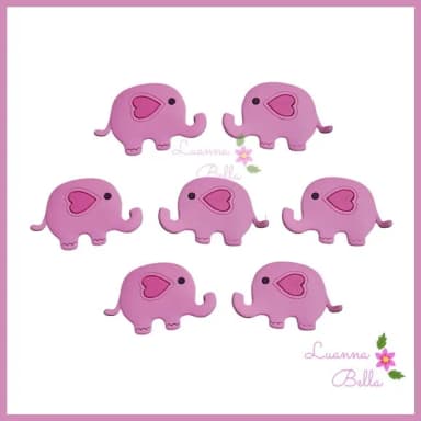 Aplique Emborrachado Elefantinho Rosa - pcts c/7 unds