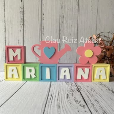 Jardim - Decoração Bebê Cubos 6x6cm Candy Ts+ Regador + Flor