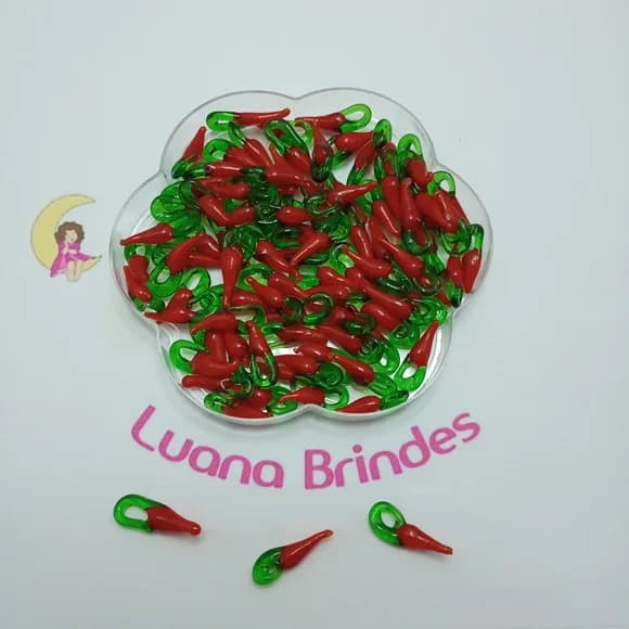Pimenta Pingente Murano Vermelha de Vidro 2cm Pct 20 Unidade