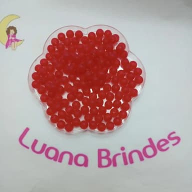 Bola Fosca Com Furo Vermelha 8mm Pct 100 Unidades