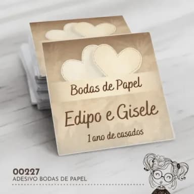 Adesivo Quadrado Bodas de Papel - 00227