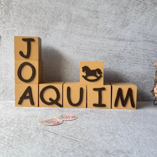 Cavalinho de Balanço + Cubos 6x6cm Ts Decoração Bebê