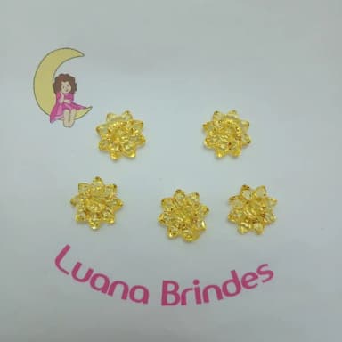 Botão Flor de Acrílico Amarelo 2cm Pct 28 Unidades