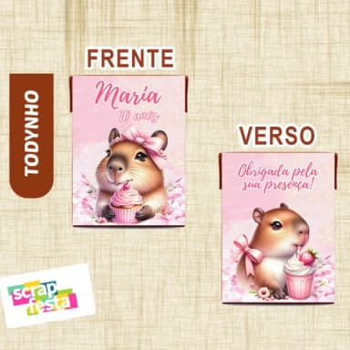 Adesivo Toddynho Personalizado Festa Capivara