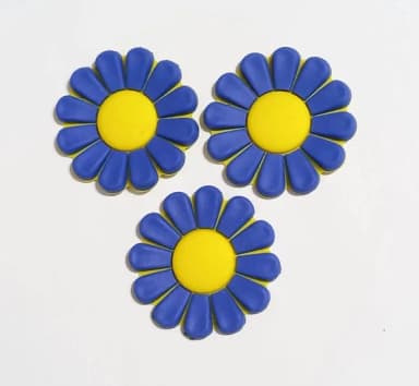 Aplique Flor Azul 4 cm Emborrachado - 6 Unidades