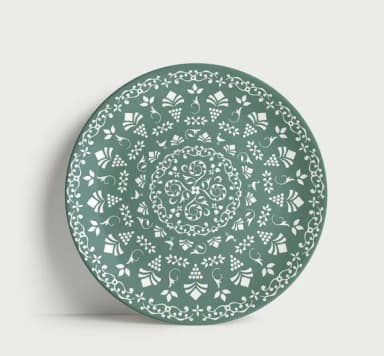 Prato Decorativo Mandala Botânica Provençal 21cm Porcelana